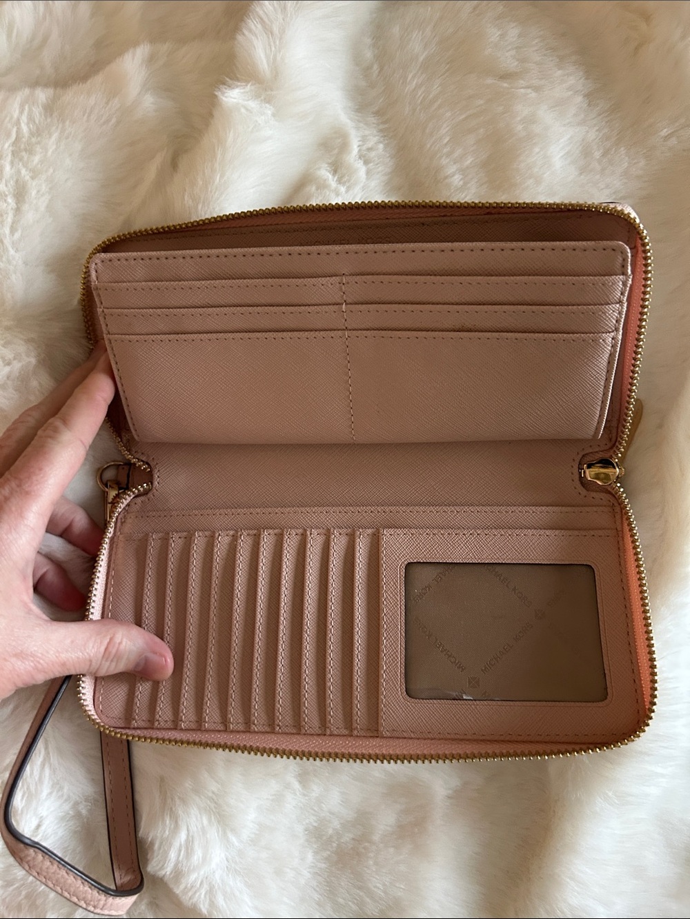 MICHAEL KORS Pink Pebbled Leather Zip Wristlet Wallet - Picture 5 of 6